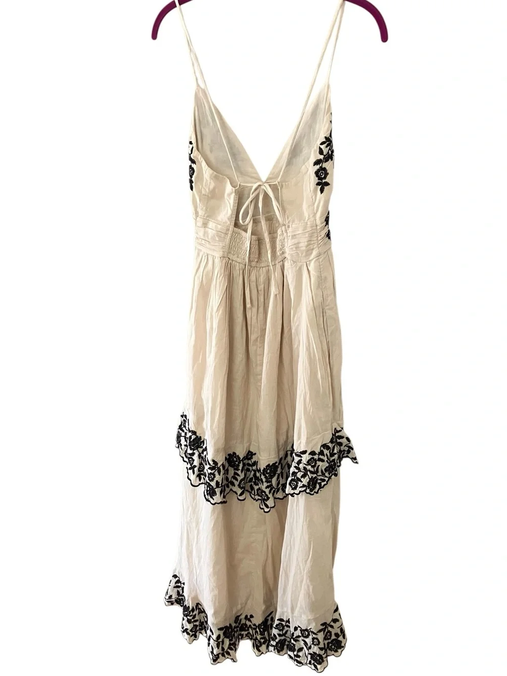 Abercrombie & Fitch maxi dress beige black floral embroidery XS